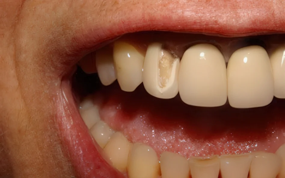 скол на временной коронке